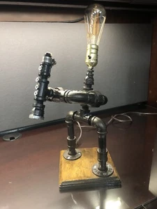 Industrial Steampunk Robot Playing Clarinet Table/Desk Light Art Design Pipe - Picture 1 of 9
