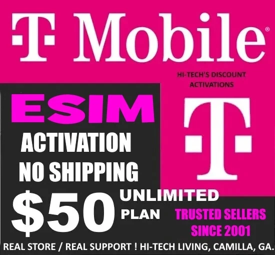 T-Mobile✅  ESIM ACTIVATION ✅ INCLUDES $50 Plan Unlimited 5G/4G LTE 1st 30 Days - Image 1 of 1