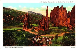 Colorado Springs Indian Ceremonies Garden Of The Golds Postcard - Bild 1 von 2