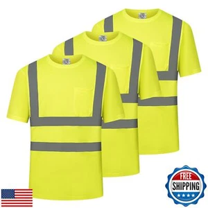 wefeyuv 3PCS-High Visibility Shirts Quick Dry Safety T Shirts with 4 Reflecti - Picture 1 of 5