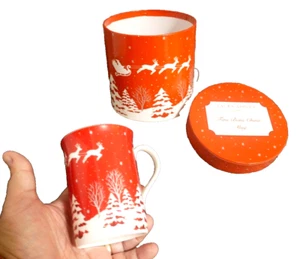 LAURA ASHLEY CHRISTMAS SANTA ON SLEIGH - RED &WHITE NEW BOXED MUG COFFEE / TEA - Picture 1 of 11