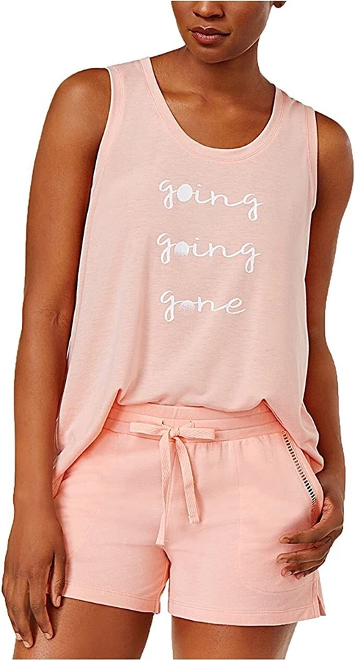 Alfani Women's Graphic-Print Pajama Tank Top, Pesca Peach, Size L - Image 1 of 1
