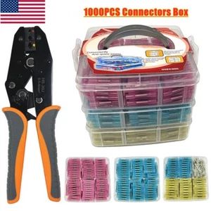 1000/200PCS Heat Shrink Butt Wire Splice Connectors Crimp Terminals 22-10AWG Kit - Picture 1 of 19