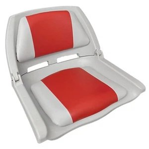 Faltbarer Bootssitz gepolstert Marine Vinyl grau & rot Yacht Yishing Rib Speedboot - Bild 1 von 4