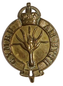 INSIGNIAS DE GORRA MILITAR BRITÁNICA, insignia de gorra de latón de guardias galeses, era de la Primera Guerra Mundial - Imagen 1 de 2