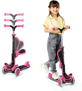 Kids Scooter – Foldable Seat – LED Wheel Lights Illuminate When Rolling – Childr - Picture 1 of 9