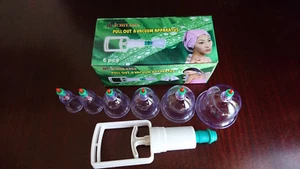6 CUPS & PUMP CUPPING SETS HIJAMA ACUPUNTURE THERAPY CHINESE VACUUM TRADITIONAL  - Picture 1 of 6