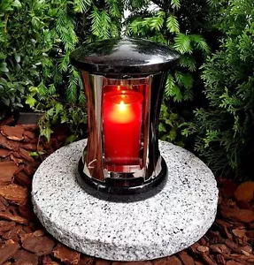 GRABLATERNE AUS ECHTEM GRANIT LATERNE GRABLICHT LAMPE GRABLEUCHTEN KERZE SOCKEL - Bild 1 von 2