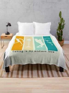 Love Fishing Throw Blanket|Sherpa|Fleece Blanket Fishing Lovers Gift Idea - Picture 1 of 5