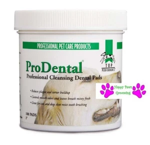 100 Top Performance ProDental PRO DENTAL CLEANING PADS Cat Dog Teeth Mouth Wipes - Picture 1 of 3