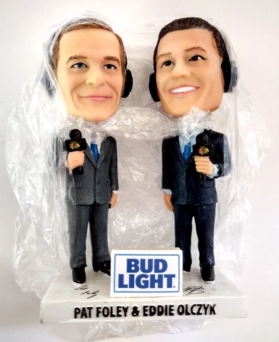 Pat Foley Eddie Olczyk Chicago Blackhawks Announcers Kick10 Bobblehead NEW Cover