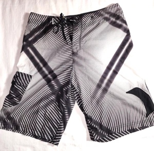 Hurley Shorts Mens Gray White Striped Front Drawstring Lightweight Unknown Size - Picture 1 of 18