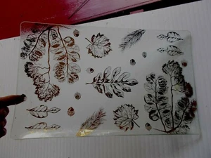 Gay Fad 16" rechteckiges gebogenes Glas Woodland Design Tablett 24K Gold Mid Century - Bild 1 von 4