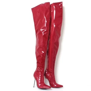 Metalowe buty na wysokim obcasie krocze wysokie udo szpilki 5" 12cm PU patent UK3-13 - Zdjęcie 1 z 19