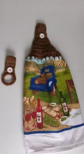 BRAUN Häkeltop LKW AUF DEM FELD Druck BAUMWOLLE Küchentuch BONUSHALTER - Bild 1 von 2