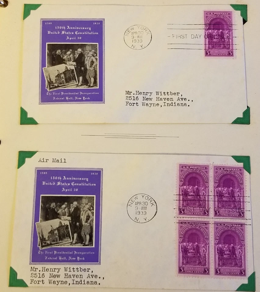 1939  SCOTTS # 854 - 2 FDC   covers  WASINGTON INAUGURATION - Image 1 of 1