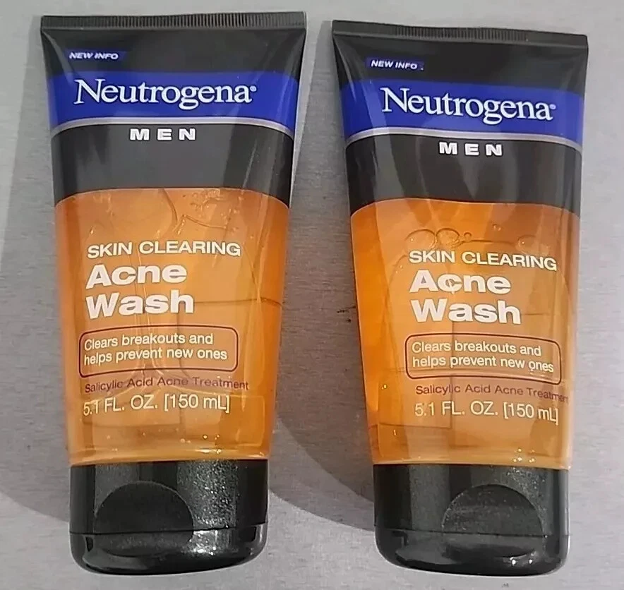 Lot of 2 ~ Neutrogena Men Skin Clearing Acne Wash ~ 5.1 fl oz ~ Salicylic Acid - Image 1 of 1