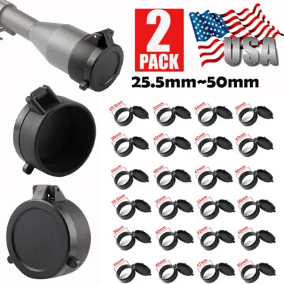 Cubiertas de mira telescópica abatibles Mira para rifle Protector Objetivo Tapa Lente Cubierta para Calibre EE. UU. Foto 1 de 4