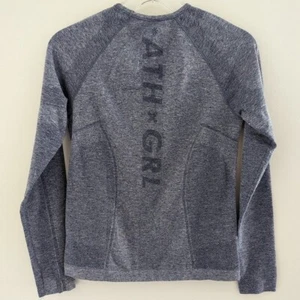 Athleta Girls Power Up Long Sleeve Active Top Youth 14 XL Fitness Women XS Navy - Picture 1 of 16
