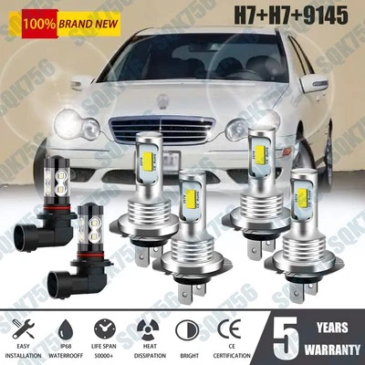 For Mercedes-Benz C230 2002-2007 6P Combo LED Headlight Fog Light Bulbs Kit A - Image 1 of 4