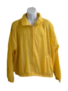 Vtg Haband Nylon Windbreaker Jacket Mens Size 2XL Full Zip Long Sleeve Yellow - Picture 1 of 10
