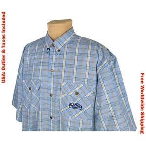 Camel Trophy Adventure Wear Mens Blue Check Cotton Shirt Sleeve Shirt Size 4XL - Picture 1 of 15
