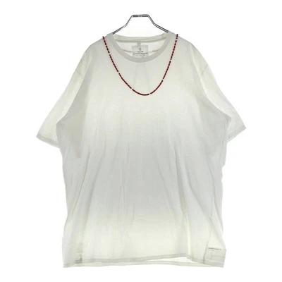 Para Hombres Visvim VISVIM 00s Cuentas Tempranas T Cuentas Rojas Corazones Blancos Collar Estampado Crew Foto 1 de 4