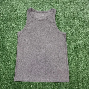 Gap Tank Top Shirt Women's Size L Gray Sleeveless High Neck Ribbed Casual Tee - Picture 1 of 6