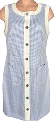 Tommy Hilfiger Women's Blue & White No Sleeve Dress Check Size 12 - Image 1 of 3