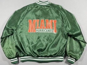 Vintage Miami Hurricanes Jacket Mens XL Chalkline Made In USA Satin Bomber 90s - Picture 1 of 8