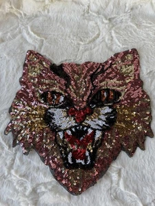 Wildcat Patch Large Sequins Sew On Safari Animal Print 9 x 8.5”. New - Picture 1 of 3