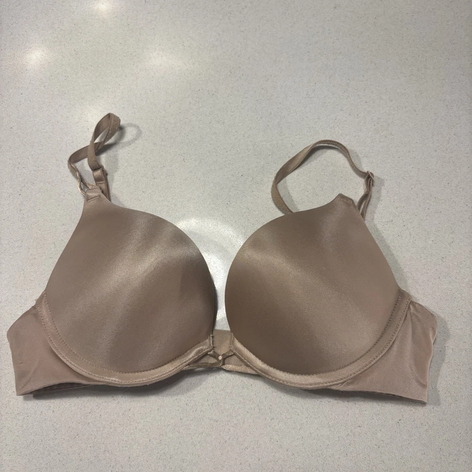 Victoria Secret Satin Bombshell Plunge Bra Tan Nude Size 32A - Image 1 of 4