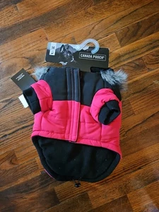 Canada Pooch True North Parka with Hood, Pink/Black, Size 14 - NWT - Picture 1 of 9