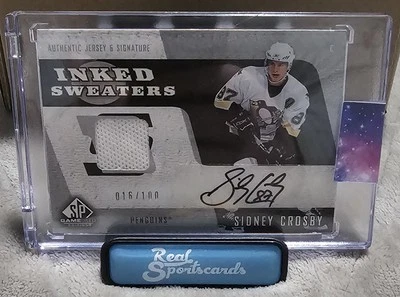 2006-07 UD SP Game Used Sidney Crosby GU Relic Auto Card #'d 16/100 Penguins Wow - Image 1 of 2