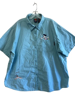 Винтажная женская рубашка Mickey Unlimited 22/24 синяя на пуговицах глупая вышивка - Изображение 1 из 4
