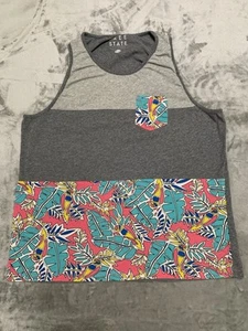 Free State Canotta Uomo XLarge Grigio Rosa Hawaii Floreale Surf Senza Maniche Muscoli - Foto 1 di 9