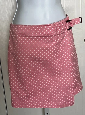 TOMMY HILFIGER 女士粉色带白色圆点短裤,尺寸 8 后口袋和腰带 — 第 1/4 张图片