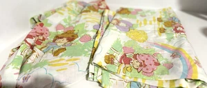 VTG 80s STRAWBERRY SHORTCAKE Twin Sheet Set Flat & Fitted American Greeting - Picture 1 of 5