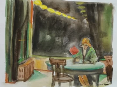 EDWARD HOPPER dibujo en papel antiguo firmado estampado vintage Foto 1 de 4