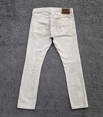 Pantalones de mezclilla RRL Double RL para hombre 27 (se adapta a 31x28) gris crema rancho lanzadera ribete tejido Foto 1 de 4