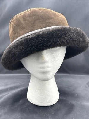 Sombrero cubo vintage de piel de cordero genuino Neiman Marcus Grevi hecho en Italia cuero Foto 1 de 4