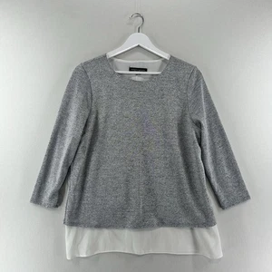 Dorothy Perkins Top Womens Size 12 Silver Sparkle Long Sleeve Round Neck - Picture 1 of 15