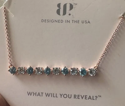 Bomb Party RBP8528”Capture my love” Rose Gold plated aqua blue necklace NEW! - Image 1 of 4