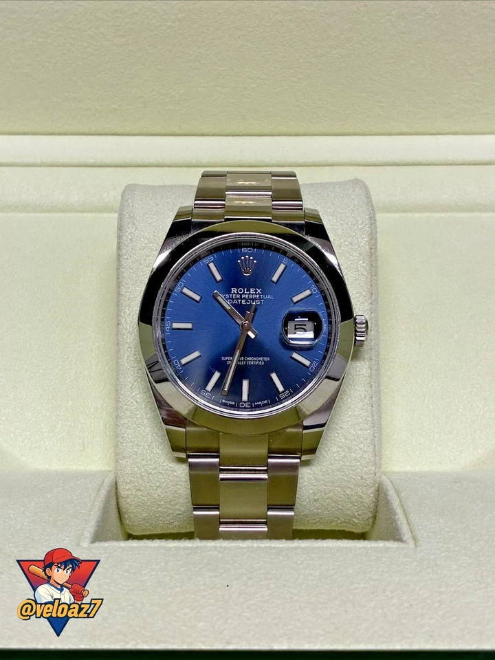 Rolex DateJust 126300 41 mm ESFERA AZUL acero inoxidable bisel liso ostra con caja Foto 1 de 4
