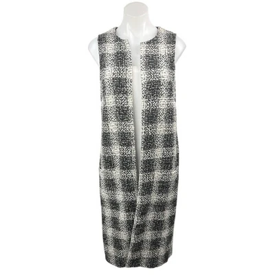 Blazer Abrigo Chaqueta BCBGeneration Cuadros Sin Mangas Midi Largo Plumero Talla S Foto 1 de 4