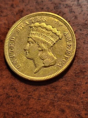 1854 Princess $3 gold coin, Philadelphia     inv11    e95ej - Image 1 of 2