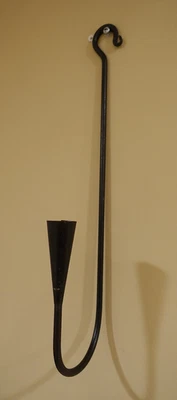 18TH C WROUGHT IRON SHAPED ARM HANGING CANDLE HOLDER LOOM LIGHT CHANDELIER - Image 1 of 4