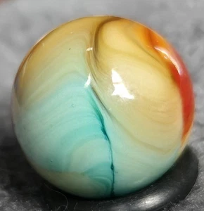 Beautiful Vintage Vitro Agate Tri Lite Aquamarine Marble .62” Great Condition - Picture 1 of 13