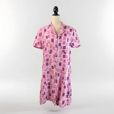 Vestido Camisa Vintage M/L Estampado Rosa Novedad Comida Vino Aceitunas Cuello Italiano Foto 1 de 4