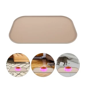 Puppy Feeding Bowl Mat Silicone Pet Bowl Floor Silicone Raised Edge Pet Placemat - Picture 1 of 12